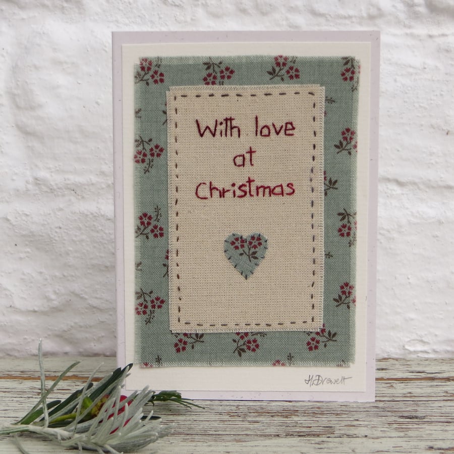 Hand-stitched Christmas card for the one you love! A card to keep!