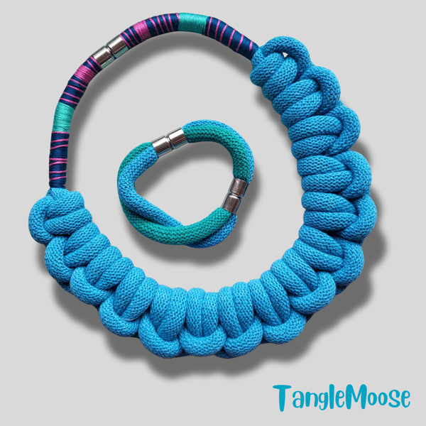 Handmade Recycled Cotton Necklace – Adjustable & Lightweight – Eco-Friendly