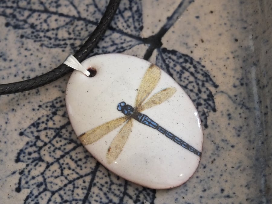 Enamelled dragonfly pendant