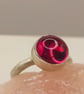Handmade Sterling Silver Ring – 10mm Synthetic Ruby Cabochon - Size J - Image 4