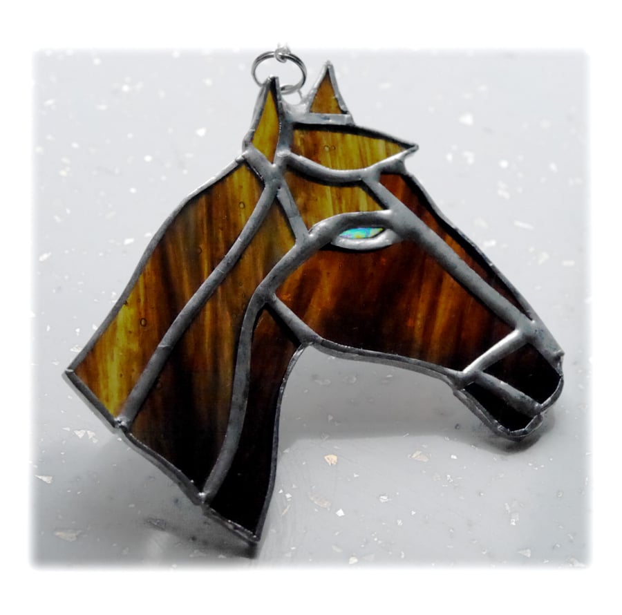 Horse Suncatcher Stained Glass Horsehead Brown 088