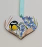 Garden bird wooden hanging heart decoration, great tit, gift for a bird lover  - Image 3
