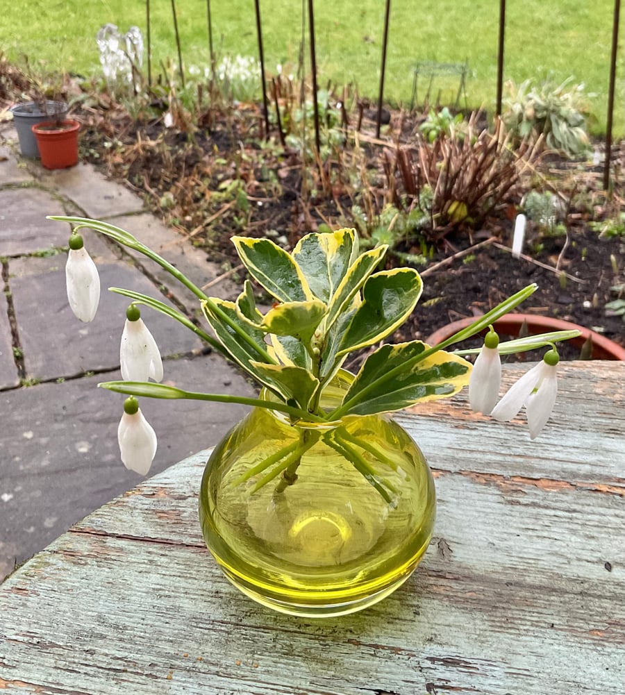 Yellow Victorian Snowdrop Vase