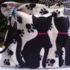 Handmade Fleece Black Cats Tote - shoulder Bag - slip pockets - magnetic clasp.