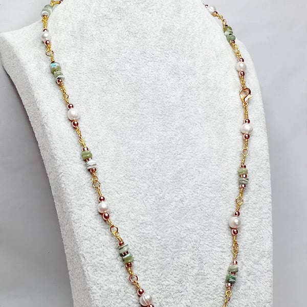 Pearl & Horseshoe Crab Shell Necklace