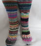 Hand-cranked Frankensox Knitted Ribbed Wool Socks Size 8 to 9