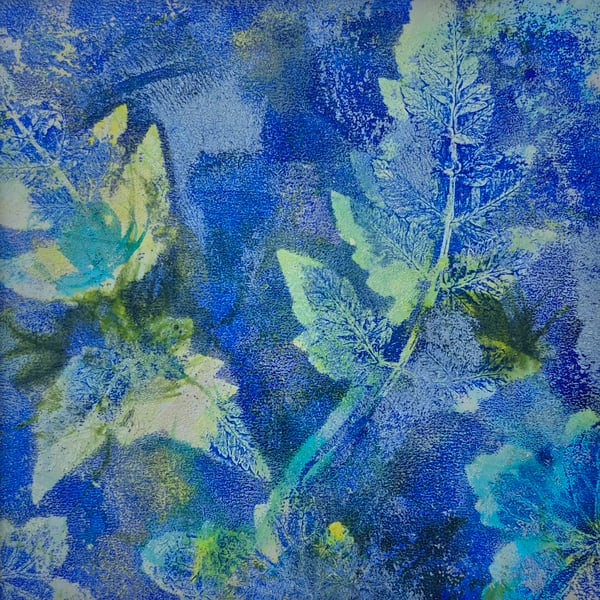 "Geranium and cowparsley" monoprint