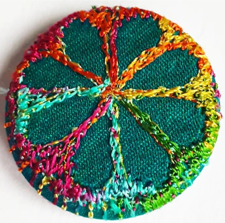 Buttons 1 inch button Hand Dyed Silks and Cottons Free Machine Embroidery Button