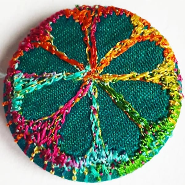 Buttons 1 inch button Hand Dyed Silks and Cottons Free Machine Embroidery Button