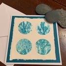 Original seaweed gelli print greetings card