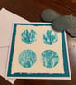 Original seaweed gelli print greetings card