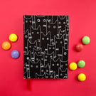 Handmade Mini A7 Black Cat Notebook, Sketchbook, Journal - Red