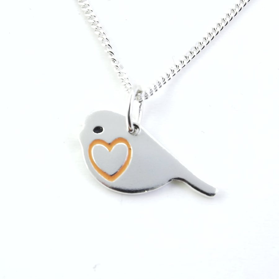 Robin Pendant (Small), Silver Nature Necklace, Wildlife Gift, Bird Jewellery