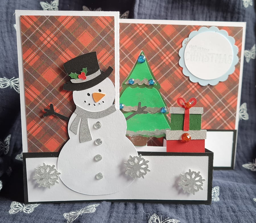 Handmade Snowman and Tree Card