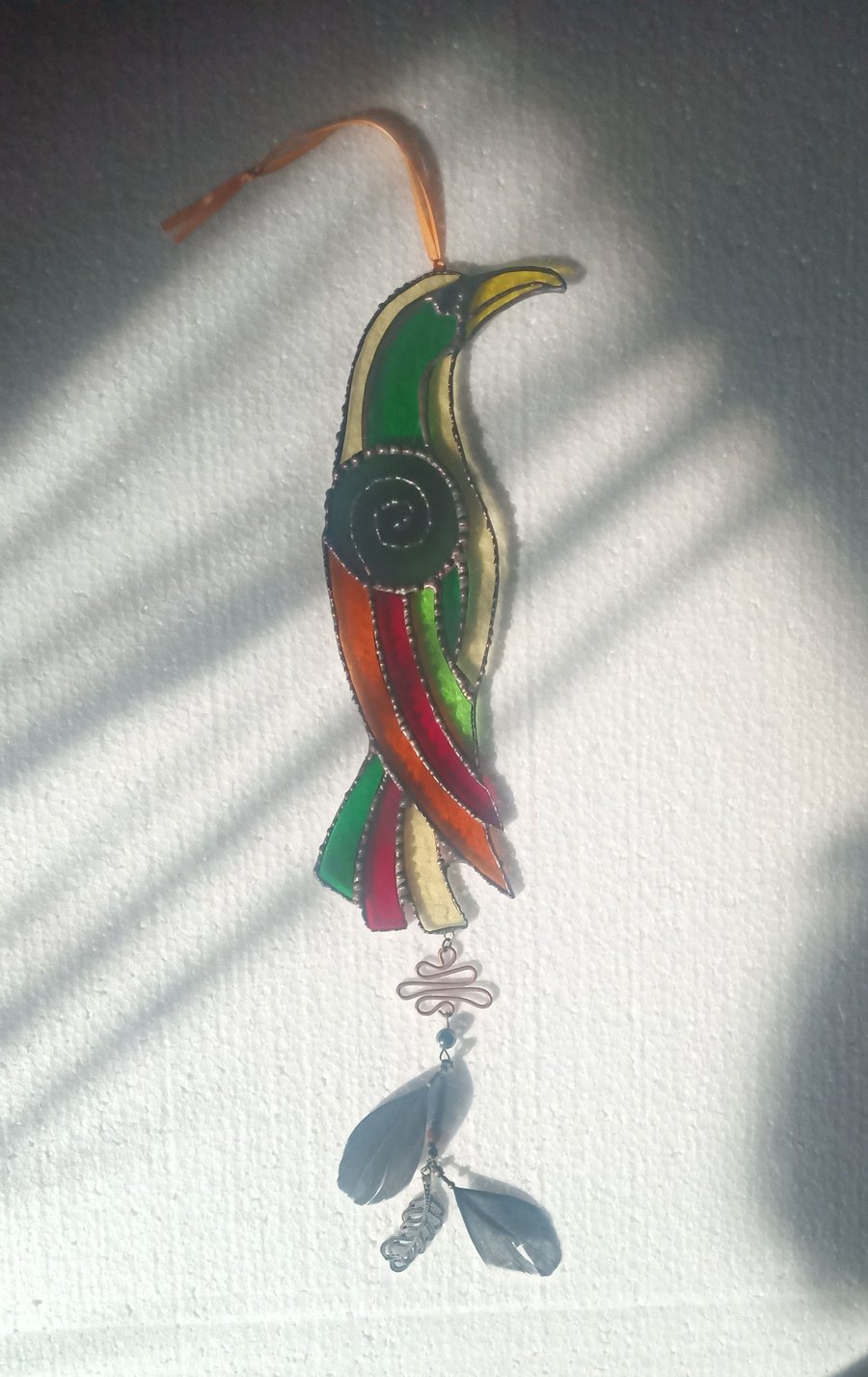 'Viking Crow' stained glass sun catcher hanging decoration