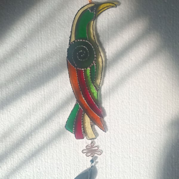 'Viking Crow' stained glass sun catcher hanging decoration