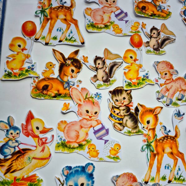 Cute Animal Die Cuts, Craft Pack, Retro Animal Die Cuts.