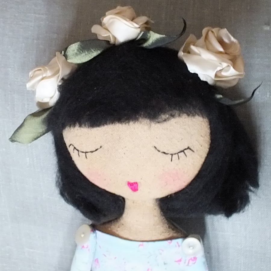 REDUCED Heirloom Floral headband cloth doll