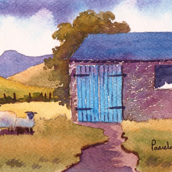 Sheep, Barn, The Brecon Beacons, South Wales, in 8 x 6 '' Mount