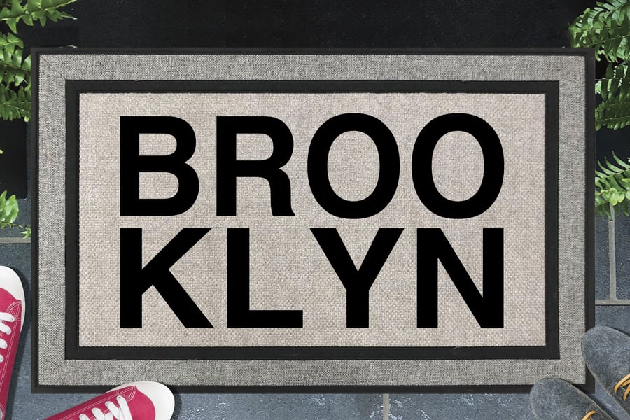Brooklyn NYC - Brooklyn New York Doormat - All Weather Welcome Mat - 45x70cm 