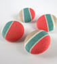 4 Small Handmade Red Stripe Fabric Buttons - Image 3