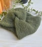 Knitted Headband Earwarmer Soft Alpaca Silk Garden Moss Green Ready Made
