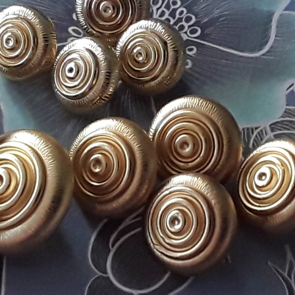 11mm 14mm 18mm Vintage French Matt Gold buttons in 3 sizes