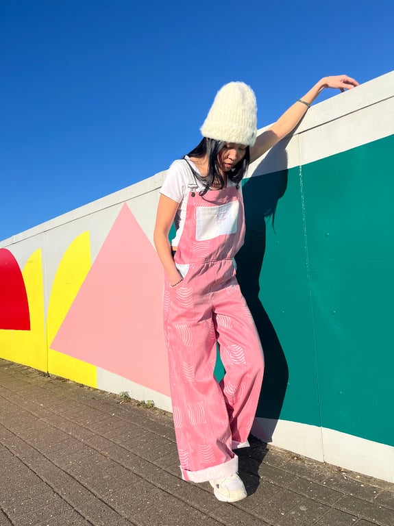 Pink & blue dungarees