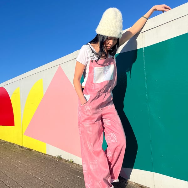 Pink & blue dungarees