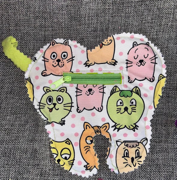 Tooth Fairy Tooth Shaped Pouch.  Round Cats design.