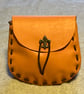Peach Coloured Leather Medieval Style Pouch with Fleur de Lis Closure - Image 1