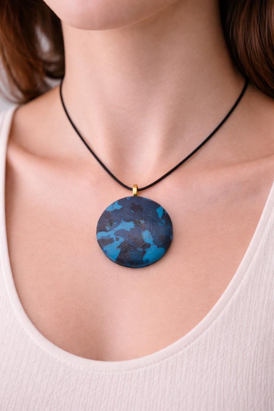 Colourful Abstract Polymer Clay Pendant Necklace, Bold Statement Artisan Jewelle