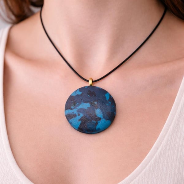 Colourful Abstract Polymer Clay Pendant Necklace, Bold Statement Artisan Jewelle