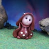 Tiny Toadstool Gnome with red robes 'Greth' OOAK Sculpt by Ann Galvin