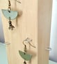 Leather Earrings Khaki Green Leather and Metal Bead Boho Style Half Moon  - Image 3