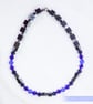 Swarovski and Hematite stretch beaded bracelet blue black - Image 4