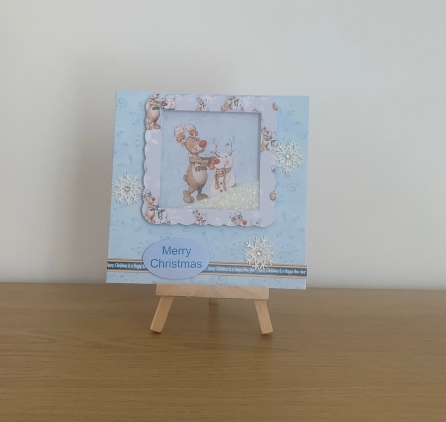 Cute Rudi Reindeer Children's Christmas Shaker Card