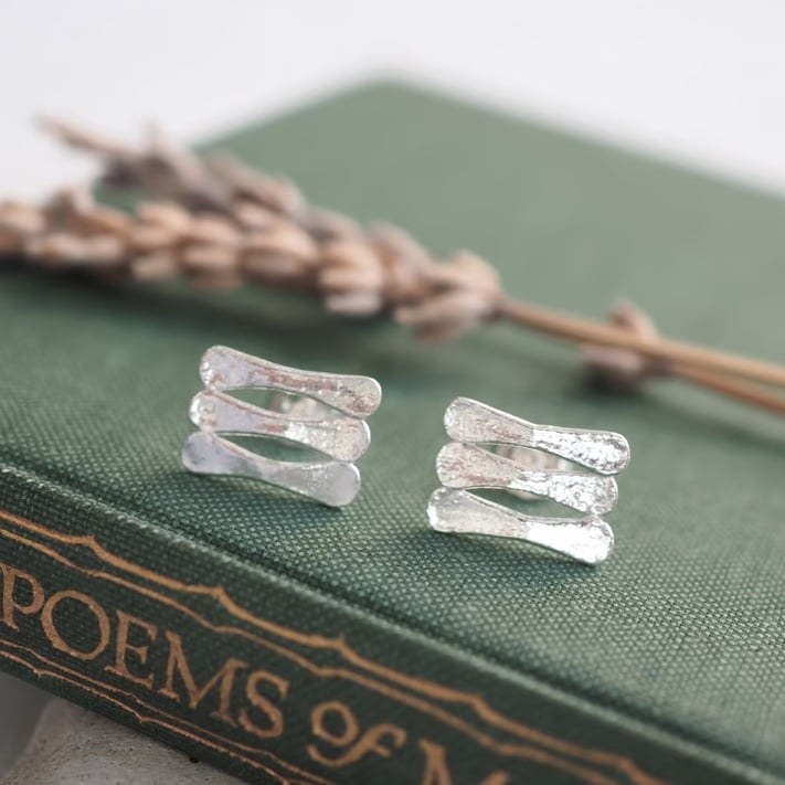 Studs, Argentium Silver Forged Stud Earrings, Handmade Silver Stud Earrings