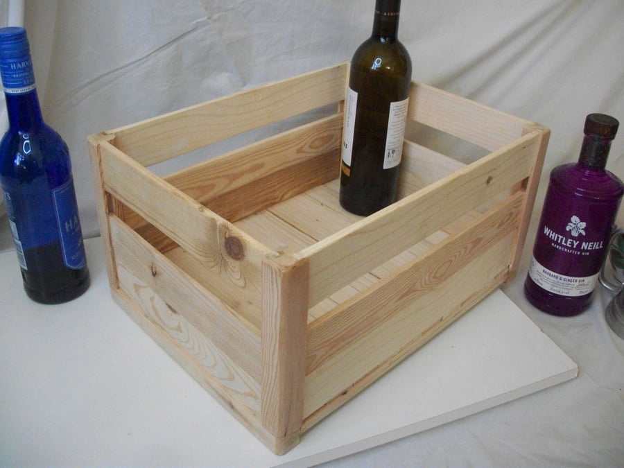Natural wooden storage box crate