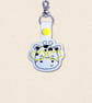 Kawaii Giraffe Keyring - Embroidered Animal Bag Charm with Glasses