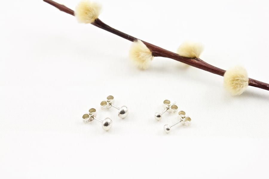 Silver Nugget Eco Stud Earrings