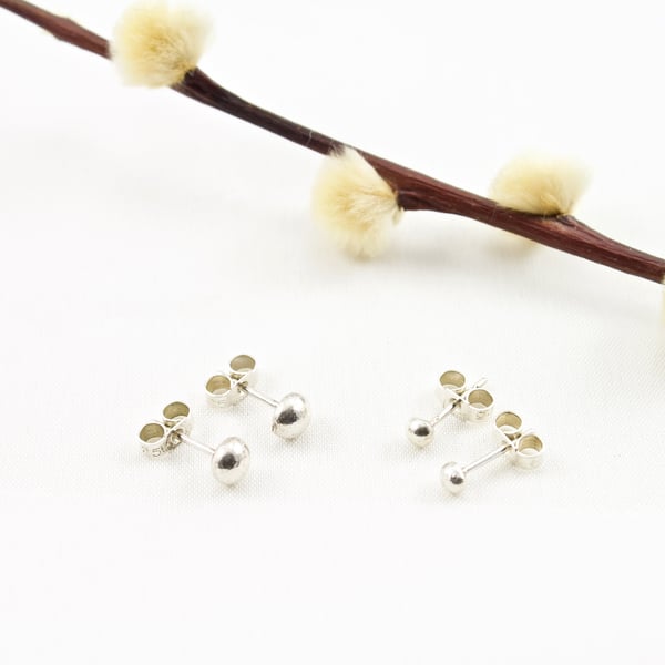 Silver Nugget Eco Stud Earrings