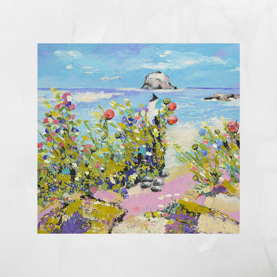 An Original, Acrylic Painting of Gannets at Sea. Ready to Hang.