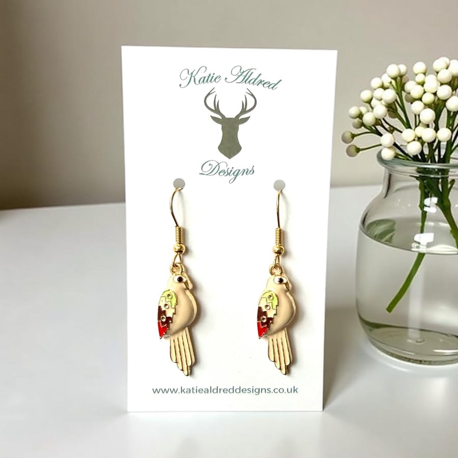 Charm Earrings - Cream Parrot