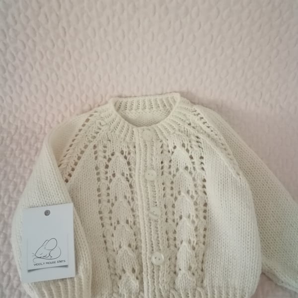 Custom personalised hand knitted baby cardigan 