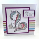 Glittery unicorn birthday card