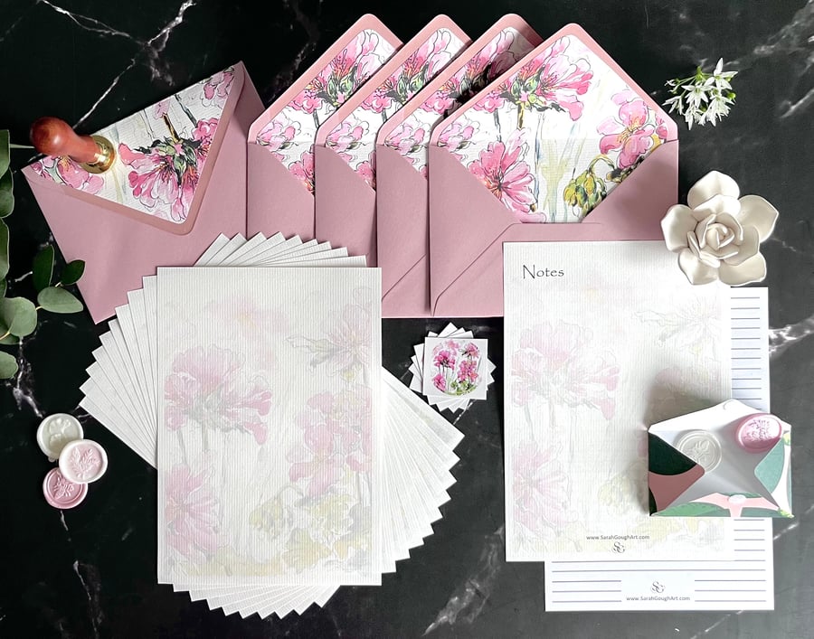 Garden Flowers Collection - Scented Letter Writing Stationery Set 