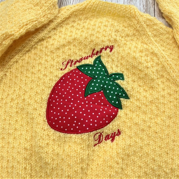 Girl's strawberry applique cardigan to fit 4-5 years