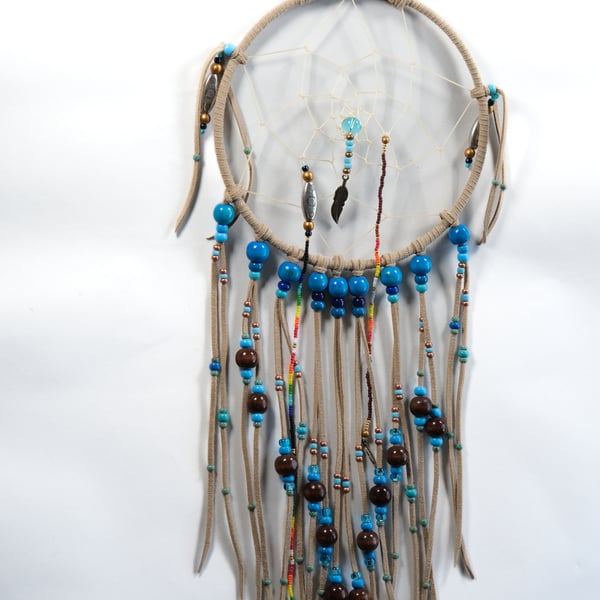 Native American Traditional Style Dream Catcher in Camel Colour Vegan Suede