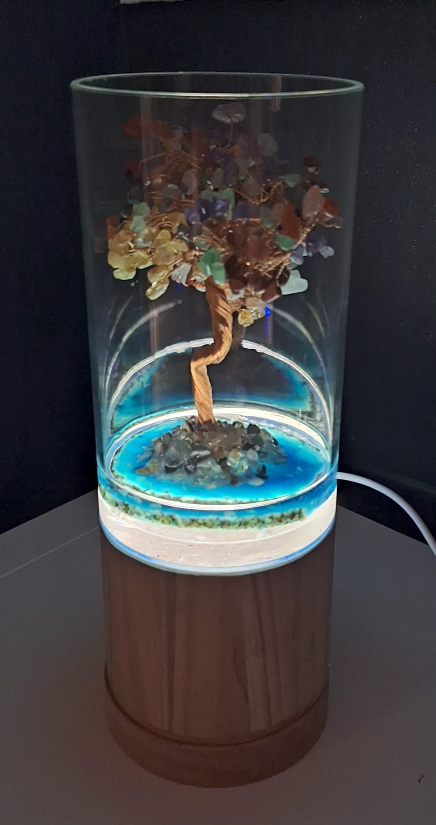 Handcrafted Chakra Tree of Life Resin Island Lamp